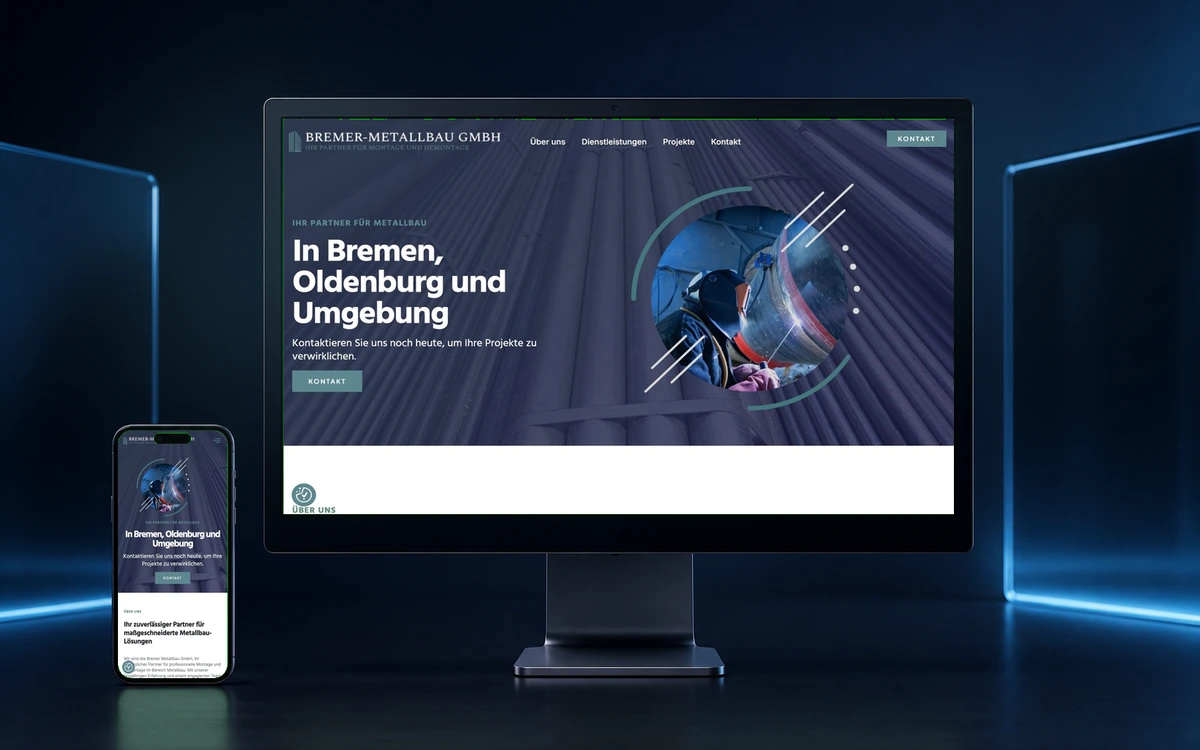 Bildschirmansicht der Webseite von BREMER-METALLBAU GmbH, Metallbau aus Bremen