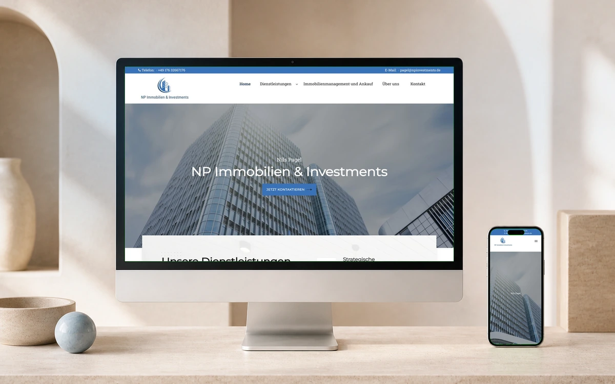 Bildschirmansicht der Webseite von NP Immobilien & Investments GmbH, Immobilien & Investments aus Delmenhorst