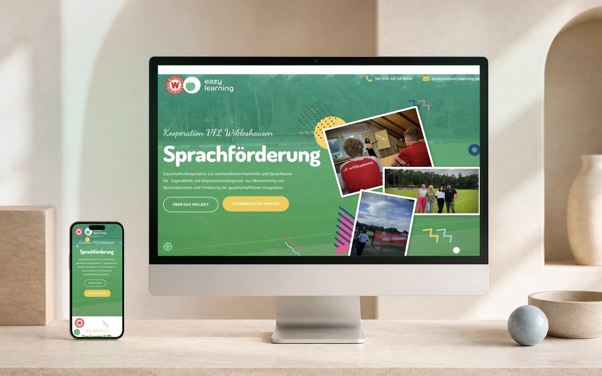 Bildschirmansicht der Webseite von Eazy Learning Sprachförderung, Bildung & Sprachförderung aus Wildeshausen