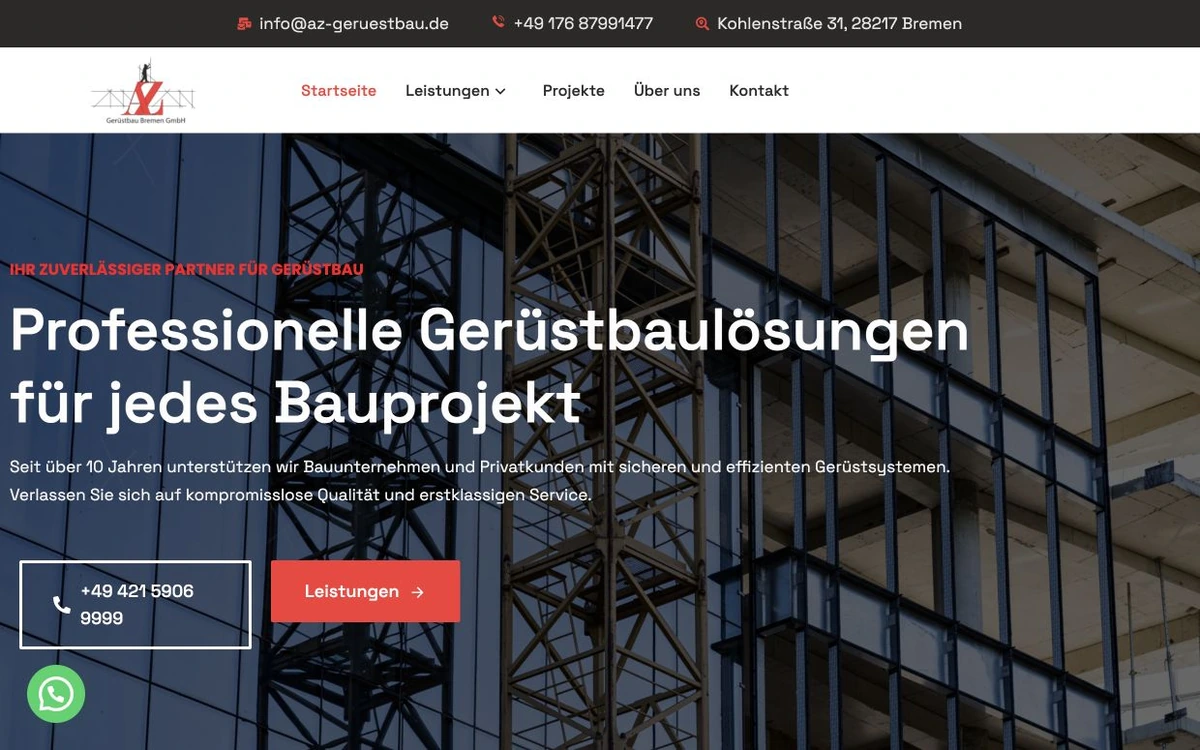 Webseite-Mockup von AZ Gerüstbau Bremen GmbH