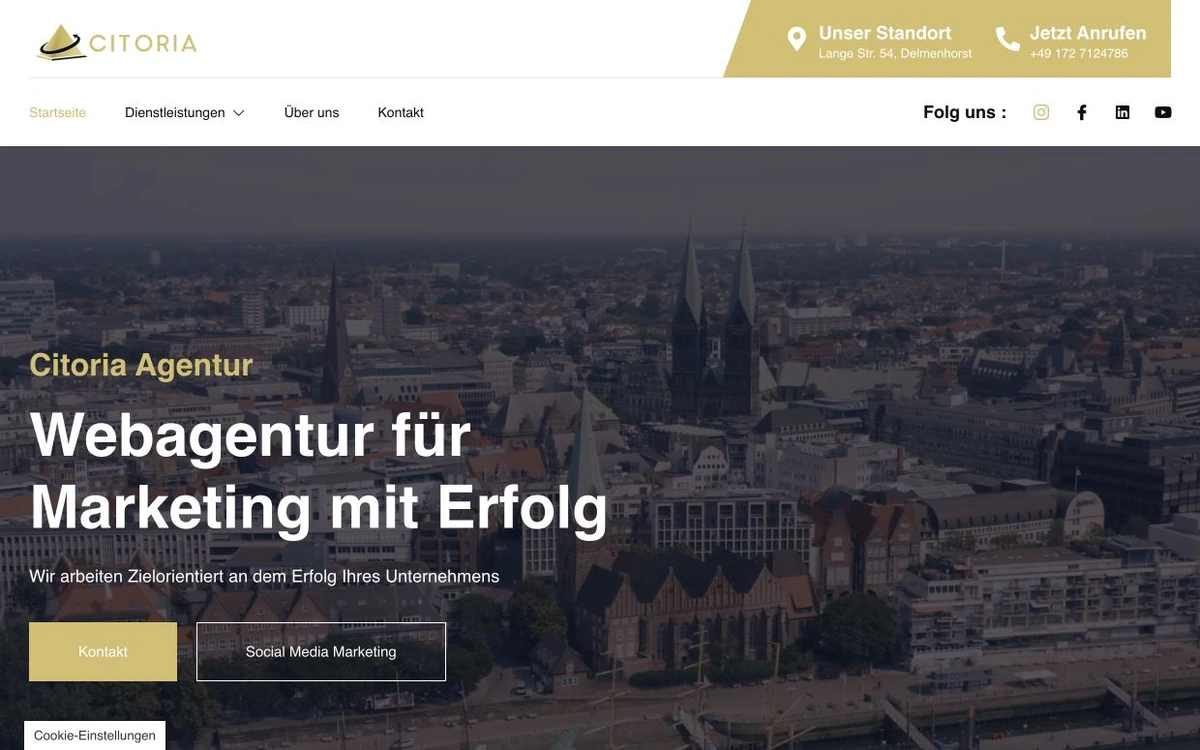 Webseite-Mockup der Referenz Citoria