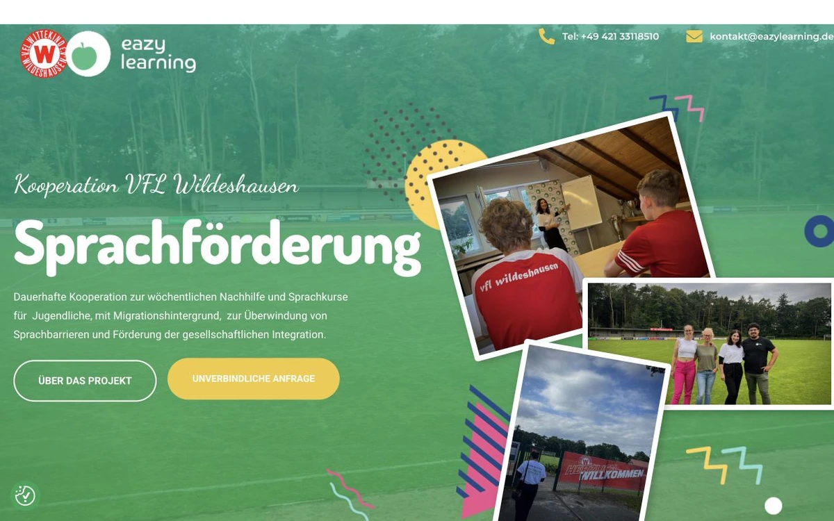 Webseite-Mockup der Referenz Eazy Learning Sprachförderung