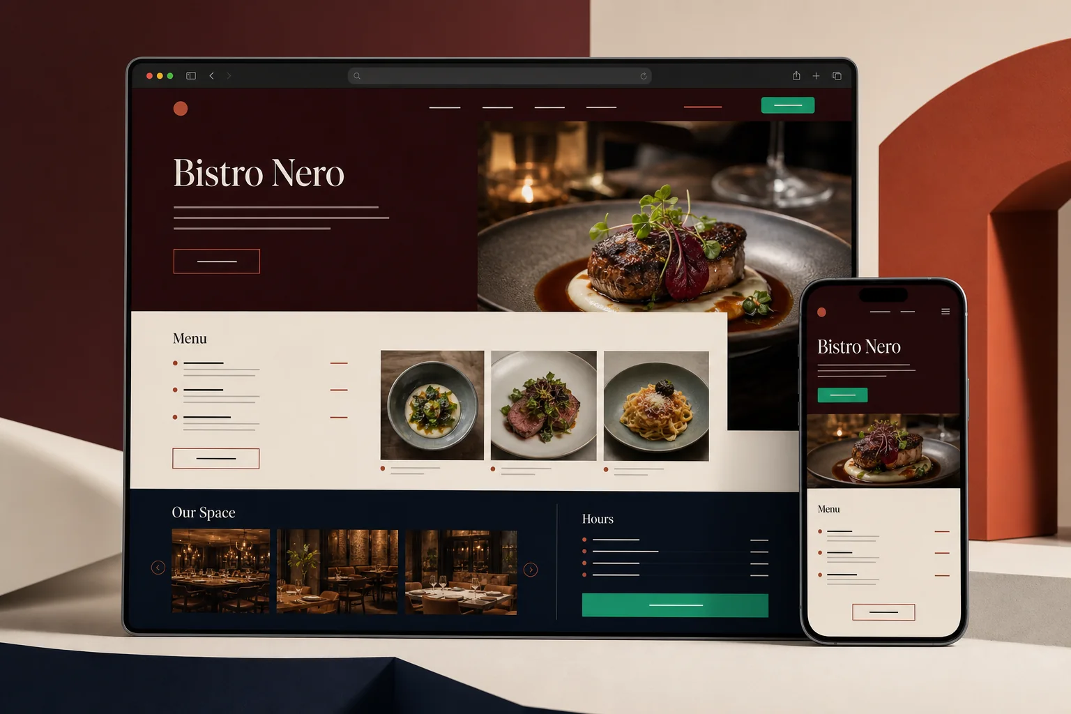 Webseite-Vorlage Bistro Nero für Restaurants