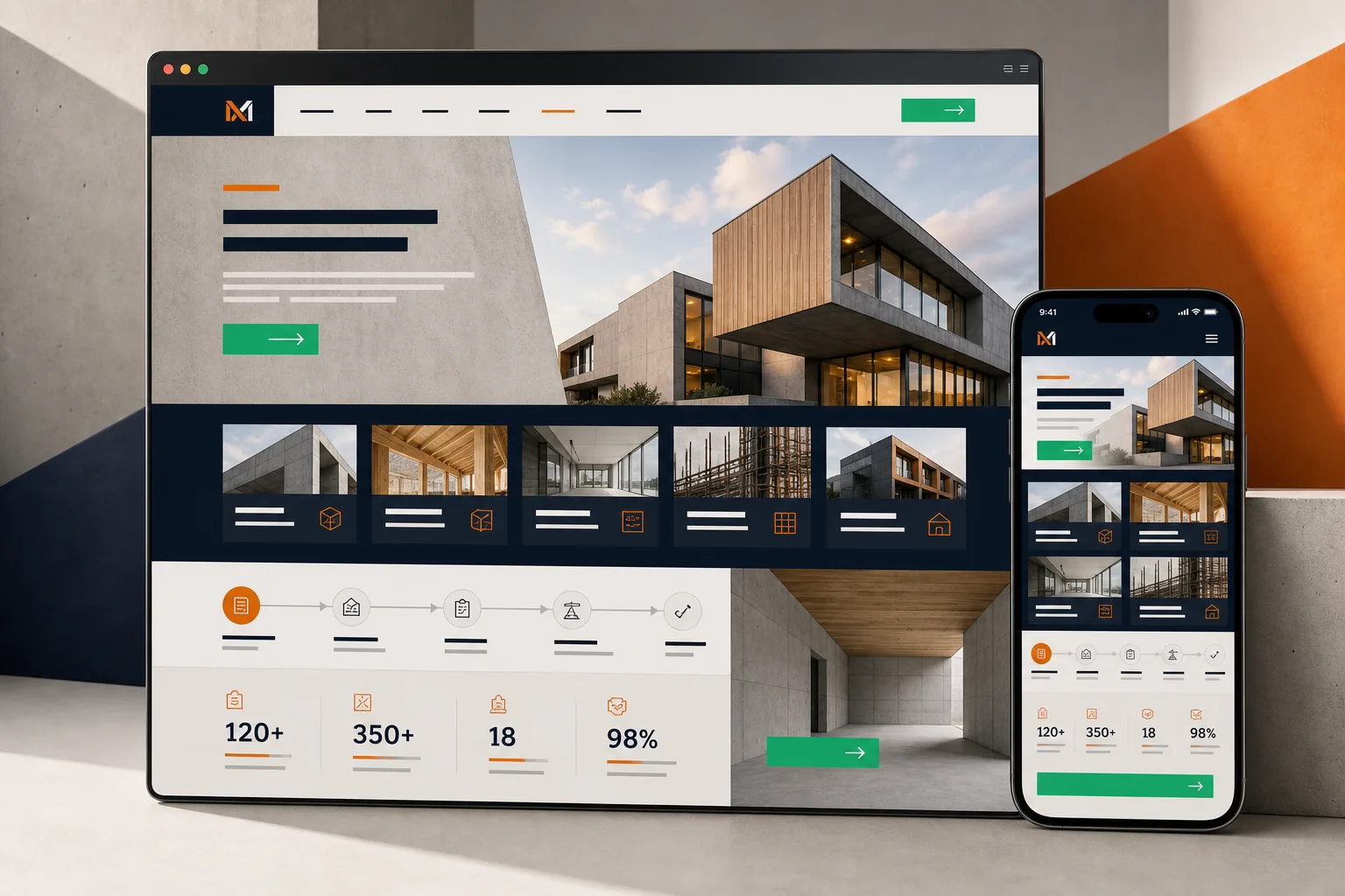 Webseite-Vorlage MassivBau für Bauunternehmen
